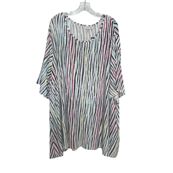 Avenue Womens Shirt Flut Sleeve Spirit Stripe Print Plus Size 30/32 New - Picture 1 of 9